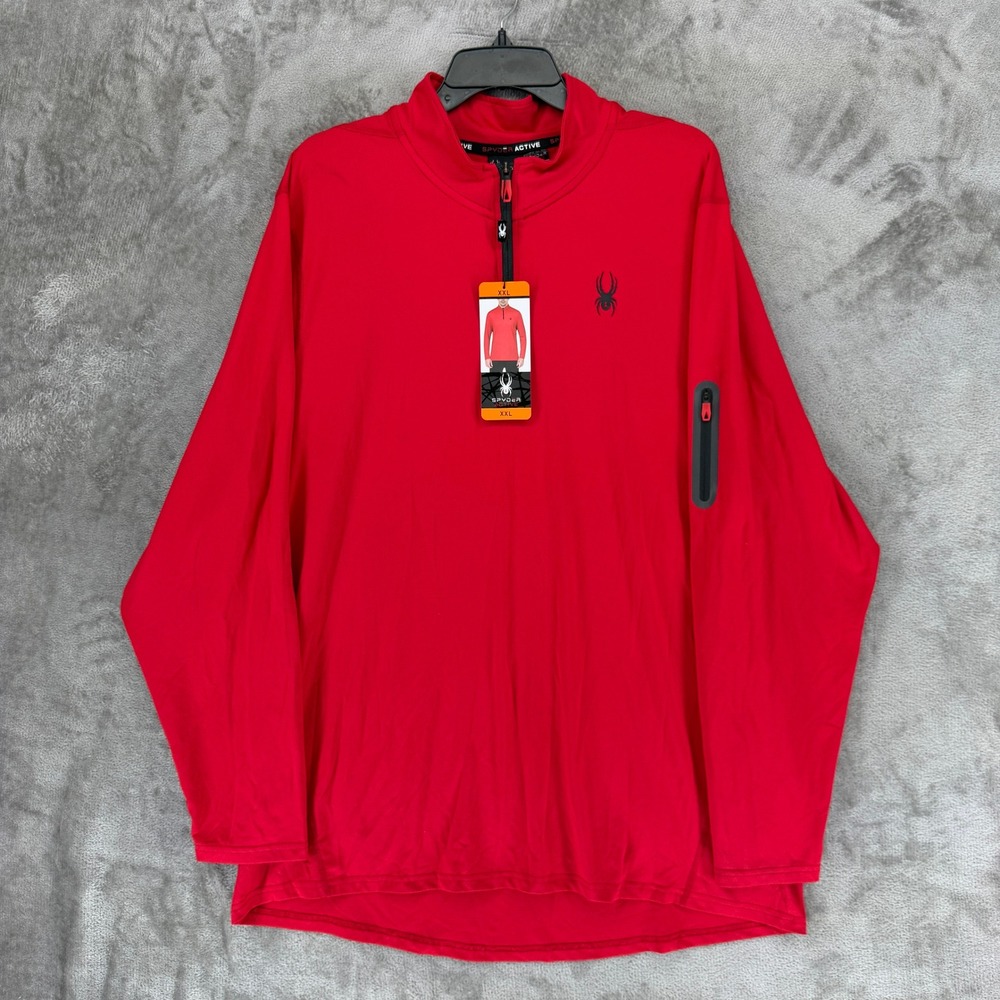Spyder Active Pullover Mens XXL Red 1/4 Zip Athletic Shirt SPM103U New